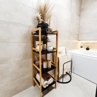 4-poličkový regál, přírodní / černá, naoko Kondela (foto 16)