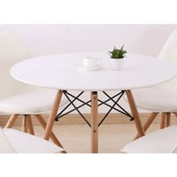 Jídelní stůl, bílá/buk, průměr 80 cm, GAMIN 2 NEW 80 Kondela (foto 3)
