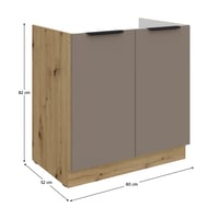 Dřezová skříňka, sandgrau/dub artisan, FRISBO 80 ZL 2F BB Kondela (foto 3)