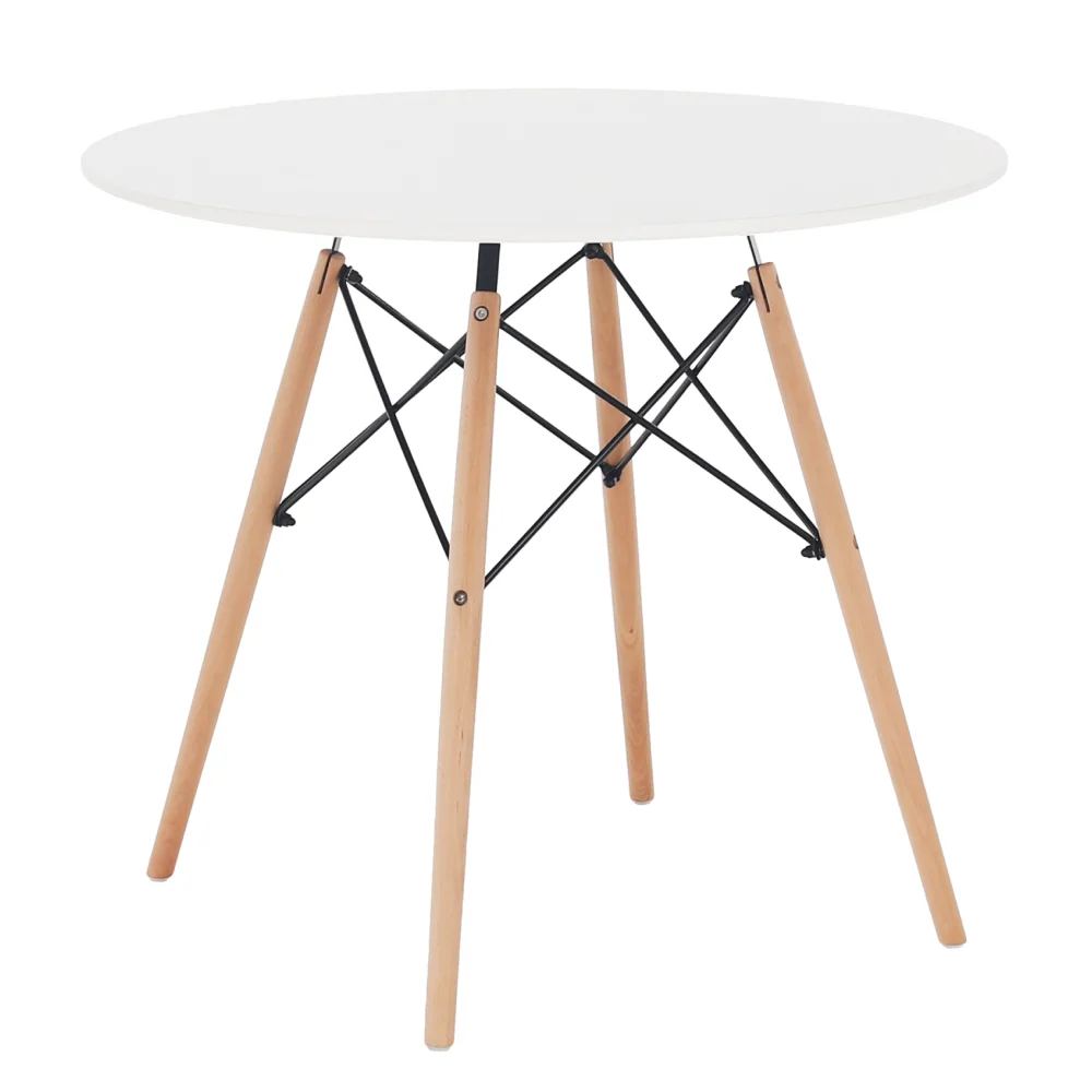 Jídelní stůl, bílá/buk, průměr 80 cm, GAMIN 2 NEW 80 Kondela