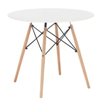 Jídelní stůl, bílá/buk, průměr 80 cm, GAMIN 2 NEW 80 Kondela