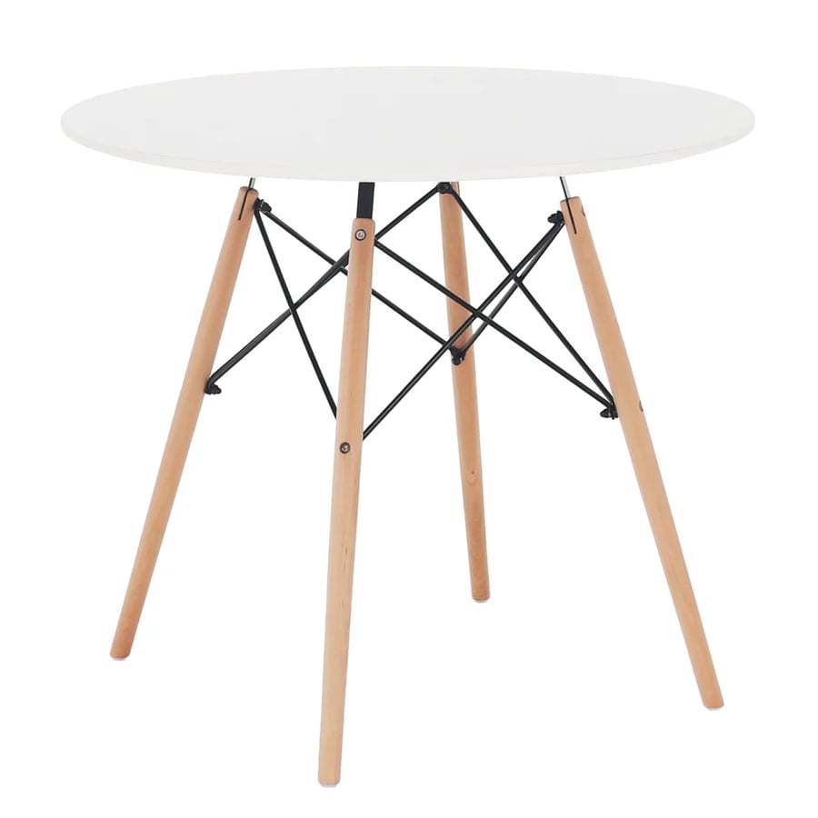 Jídelní stůl, bílá/buk, průměr 80 cm, GAMIN 2 NEW 80 Kondela