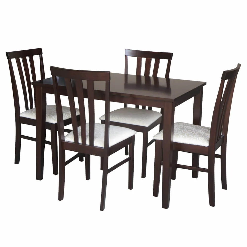 Jídelní set, wenge / látka krémová, LESLIE NEW 1 + 4 Kondela