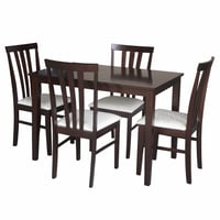 Jídelní set, wenge / látka krémová, LESLIE NEW 1 + 4 Kondela