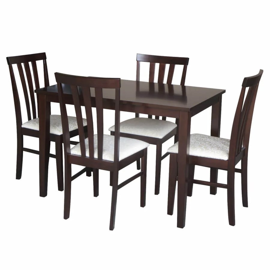 Jídelní set, wenge / látka krémová, LESLIE NEW 1 + 4 Kondela