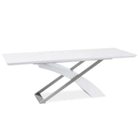Jídelní stůl, bílá / bílá extra vysoký lesk HG, 160-220x90 cm, KROS Kondela