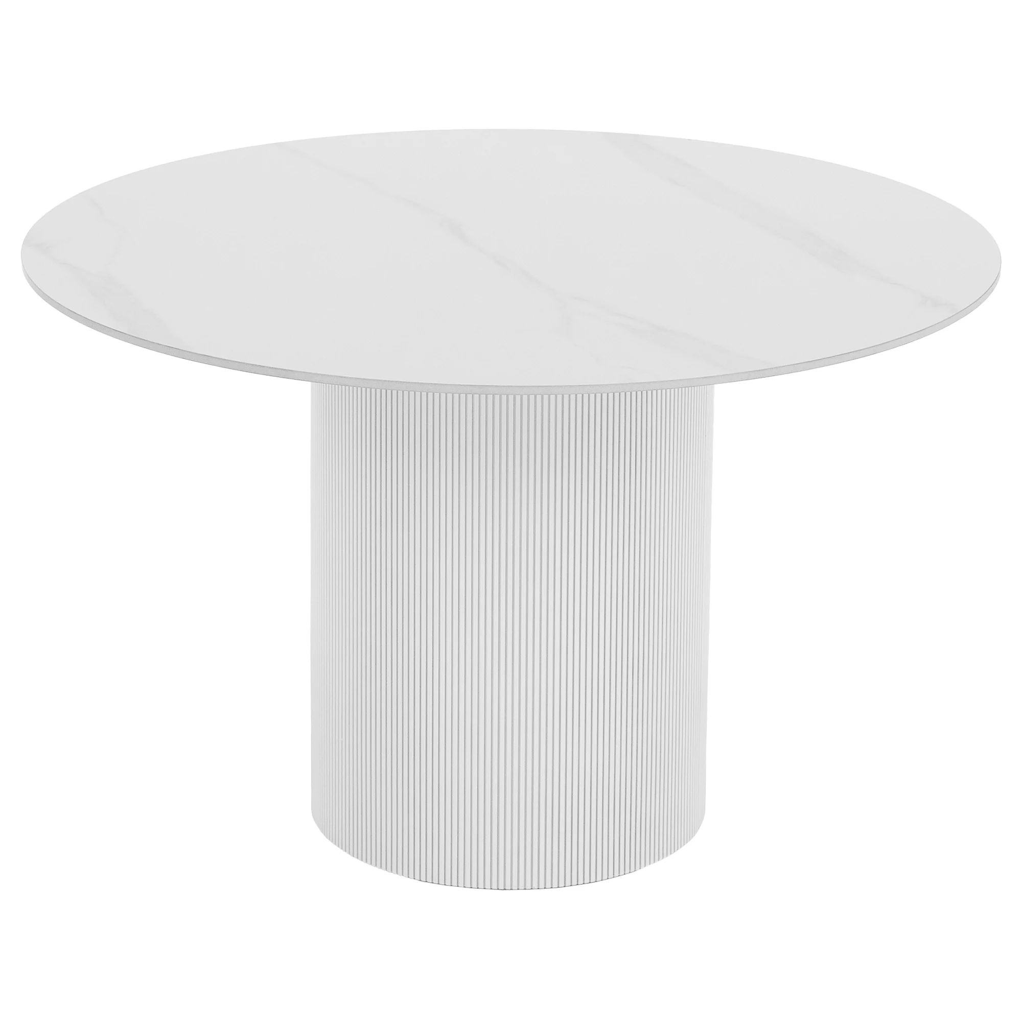Jídelní stůl, bílý mramor/MDF, průměr 120 cm, MAHIR TYP 1 Kondela