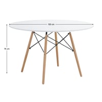 Jídelní stůl, bílá matná/buk, průměr 120 cm, DEMIN NEW Kondela (foto 3)