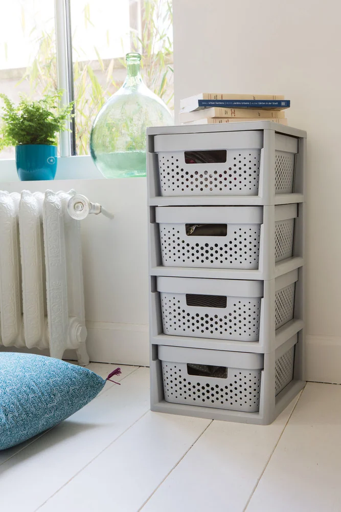 Regál INFINITY DOTS se šuplíky 4x11L / Rojaplast