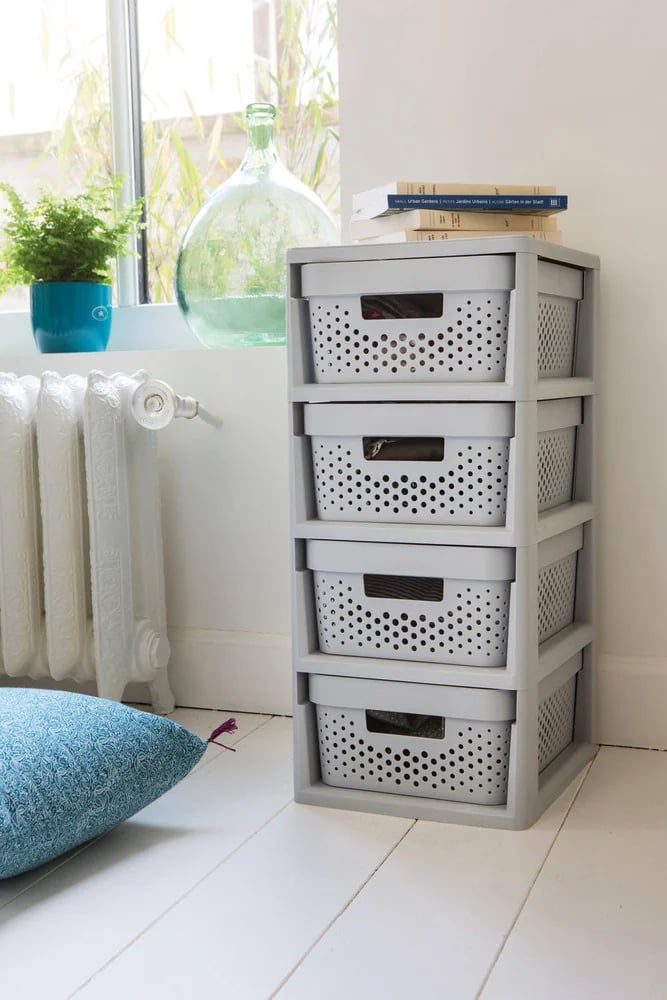 Regál INFINITY DOTS se šuplíky 4x11L / Rojaplast