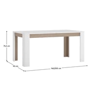 Jídelní rozkládací stůl, bílá extra vysoký lesk HG/dub sonoma tmavý truflový, 160-200x90 cm, LYNATET TYP 75 Kondela (foto 2)