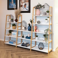 5-policový regál, bílá / přírodní, KOEN TYP 3 Kondela (foto 14)