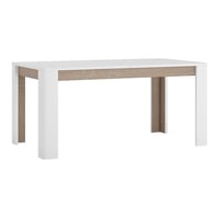 Jídelní rozkládací stůl, bílá extra vysoký lesk HG/dub sonoma tmavý truflový, 160-200x90 cm, LYNATET TYP 75 Kondela