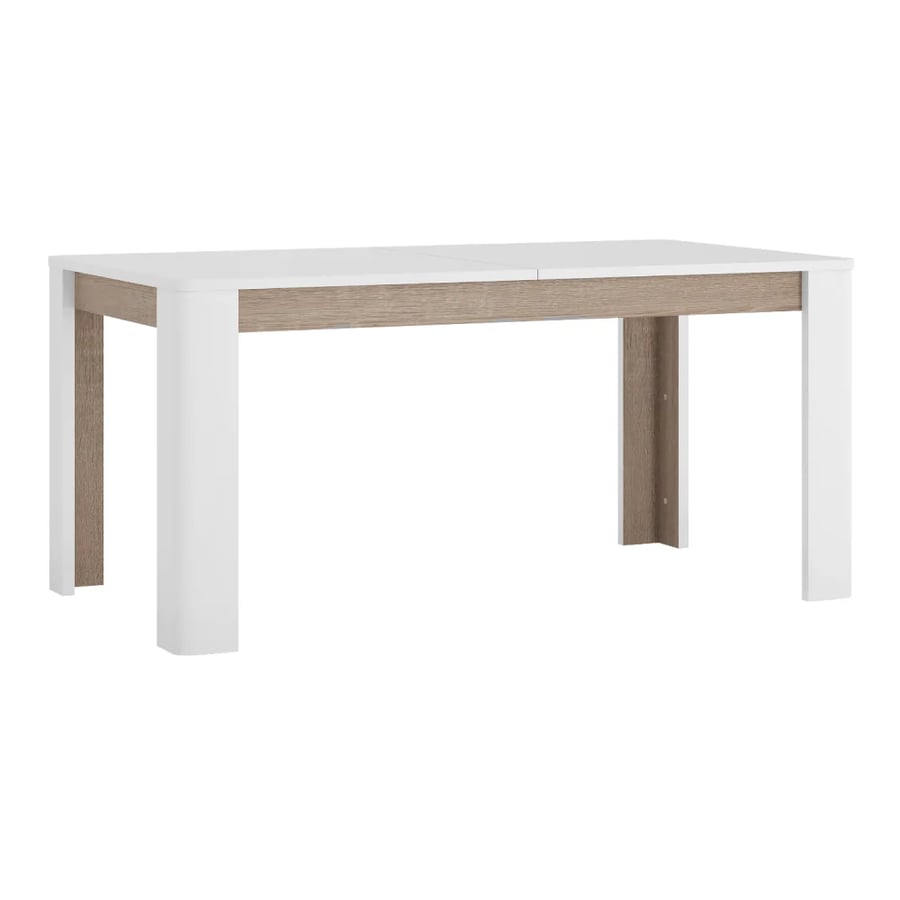 Jídelní rozkládací stůl, bílá extra vysoký lesk HG/dub sonoma tmavý truflový, 160-200x90 cm, LYNATET TYP 75 Kondela