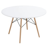 Jídelní stůl, bílá matná/buk, průměr 120 cm, DEMIN NEW Kondela (foto 2)