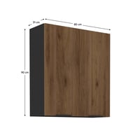 Horní skříňka, ořech okapi/černá, MENZO 80 G-90 2F Kondela (foto 5)