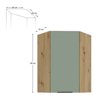 Horní rohová skříňka, aquamarine/dub artisan, ARSANY 60x60 GN-90 1F Kondela (foto 2)