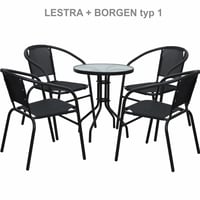 Jídelní stůl, černá ocel / temperované sklo, BORGEN TYP 2 Kondela (foto 6)