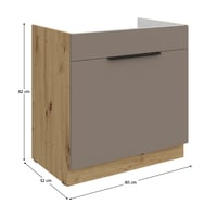Dřezová skříňka, sandgrau/dub artisan, FRISBO 80 ZL 1S BB Kondela (foto 3)