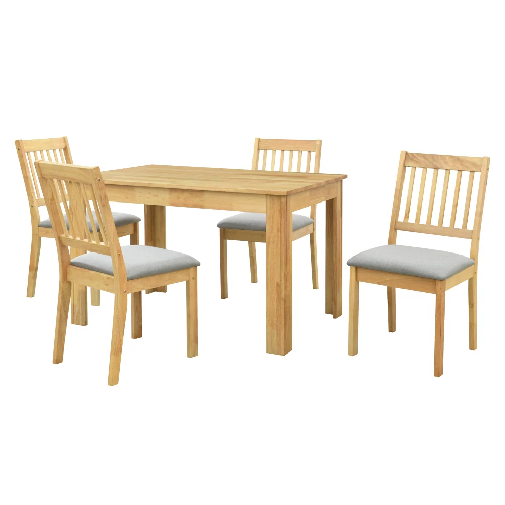 Jídelní set 1+4, masivní dřevo, přírodní, TEDRO Kondela