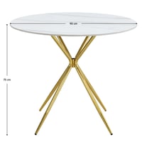 Jídelní stůl, bílý mramor/gold chrom zlatá, průměr 90 cm, MEKNER Kondela (foto 4)
