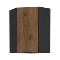 Horní rohová skříňka, ořech okapi/černá, MENZO 60x60 GN-90 1F Kondela (foto 2)