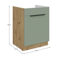 Dřezová skříňka, aquamarine/dub artisan, ARSANY 60 ZL 1S BB Kondela (foto 3)