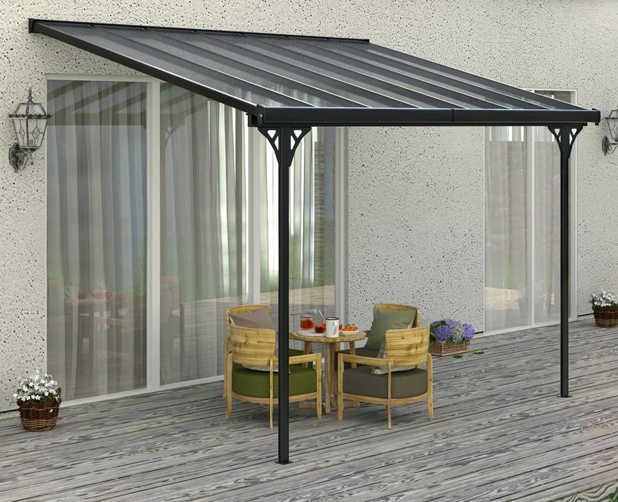 Pergola BRUCE F polykarbonát – Černá / šedá Rojaplast