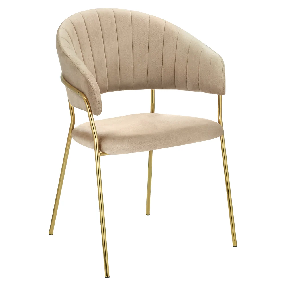 Designové jídelní křeslo, béžová Velvet látka/gold chrom zlatý, DASMIN NEW TYP 1 Kondela