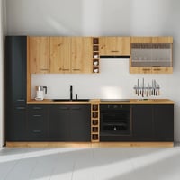 Horní otevřená skříňka, černý mat / dub artisan, Monro 30 G-72 OTW Kondela (foto 4)