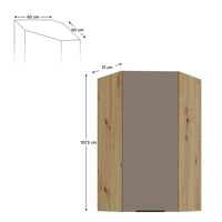 Horní rohová skříňka, sandgrau/dub artisan, FRISBO 60x60 GN-108 1F Kondela (foto 2)