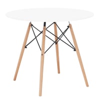 Jídelní stůl, bílá/buk, průměr 90 cm, GAMIN 2 NEW 90 Kondela