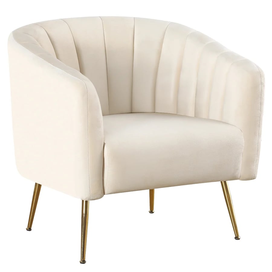 Designové křeslo BAGY – Béžová Velvet látka/gold chrom-zlatý Kondela