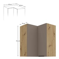 Horní rohová skříňka, sandgrau/dub artisan, FRISBO 60x60 GN-72 2F Kondela (foto 2)