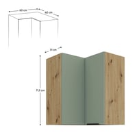 Horní rohová skříňka, aquamarine/dub artisan, ARSANY 60x60 GN-72 2F Kondela (foto 2)
