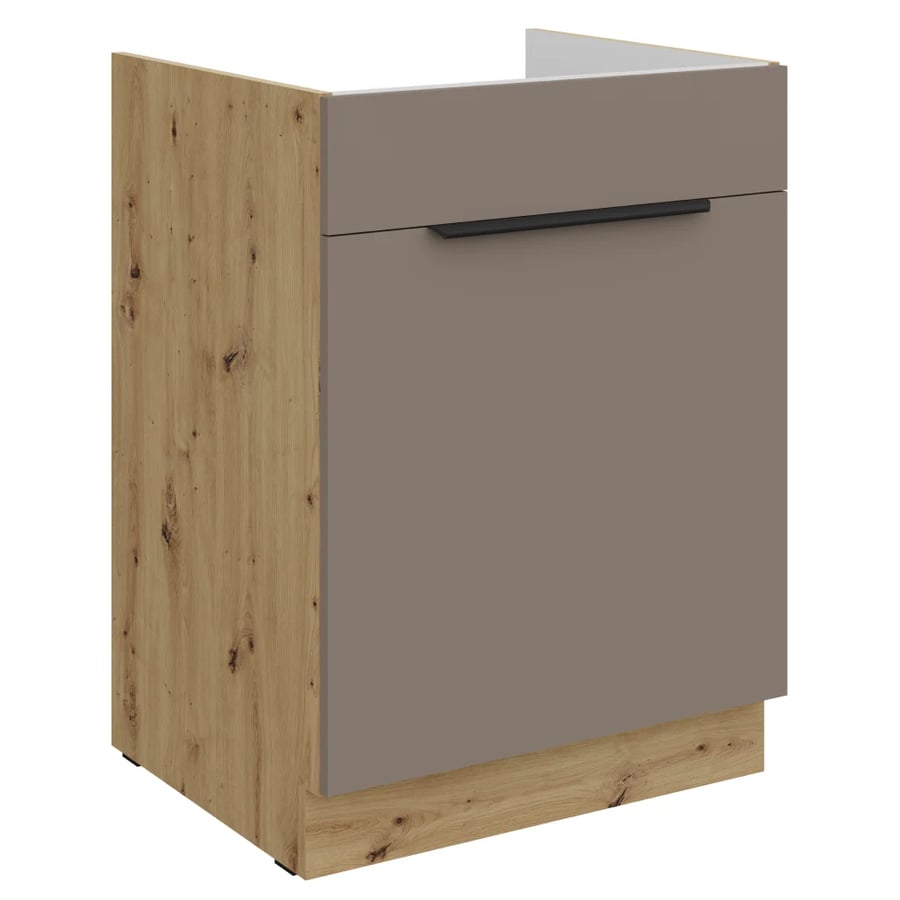 Dřezová skříňka, sandgrau/dub artisan, FRISBO 60 ZL 1S BB Kondela