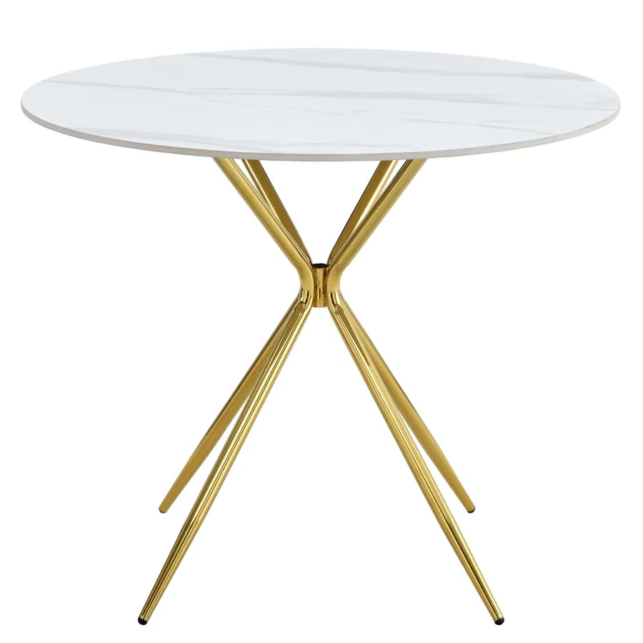 Jídelní stůl, bílý mramor/gold chrom zlatá, průměr 90 cm, MEKNER Kondela