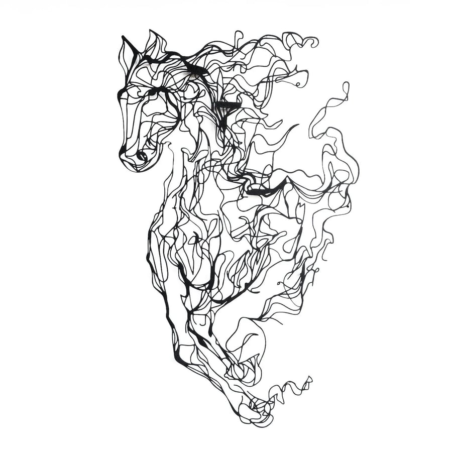 Dekorace METAL – Horse Line Art / Černá ASIRGROUP