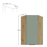 Horní rohová skříňka, aquamarine/dub artisan, ARSANY 60x60 GN-108 1F Kondela (foto 2)