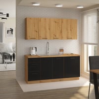 Horní otevřená skříňka, černý mat / dub artisan, Monro 15 G-72 OTW Kondela (foto 4)