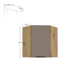 Horní rohová skříňka, sandgrau/dub artisan, FRISBO 60x60 GN-72 1F Kondela (foto 2)
