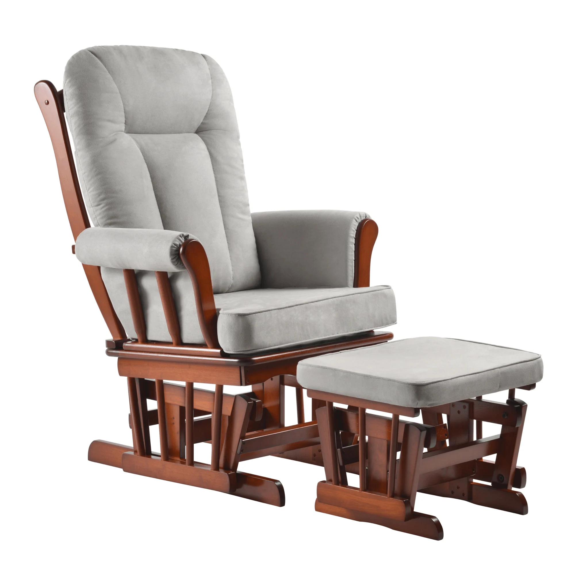 Houpací křeslo s podnoží, ořech/šedá, SAFORD Kondela