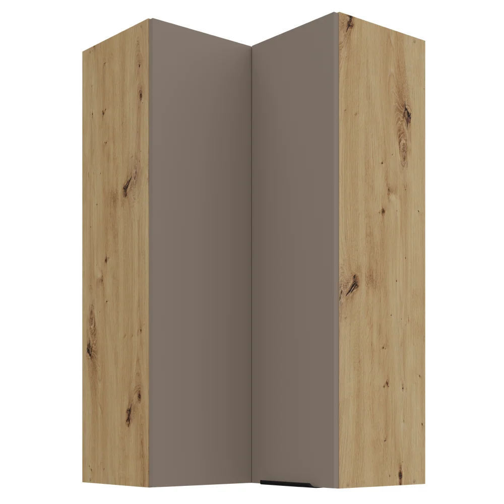 Horní rohová skříňka, sandgrau/dub artisan, FRISBO 60x60 GN-108 2F Kondela