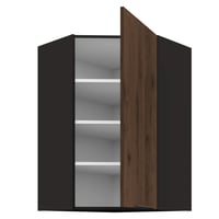 Horní rohová skříňka, ořech okapi/černá, MENZO 60x60 GN-90 1F Kondela (foto 3)