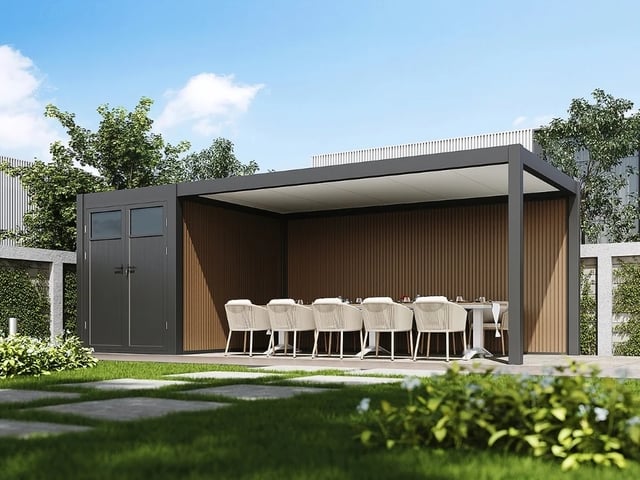 Pergola WPC PRESTIGE stěna 3 m k ám a přístřešku Rojaplast