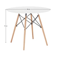 Jídelní stůl, bílá/buk, průměr 90 cm, GAMIN 2 NEW 90 Kondela (foto 2)