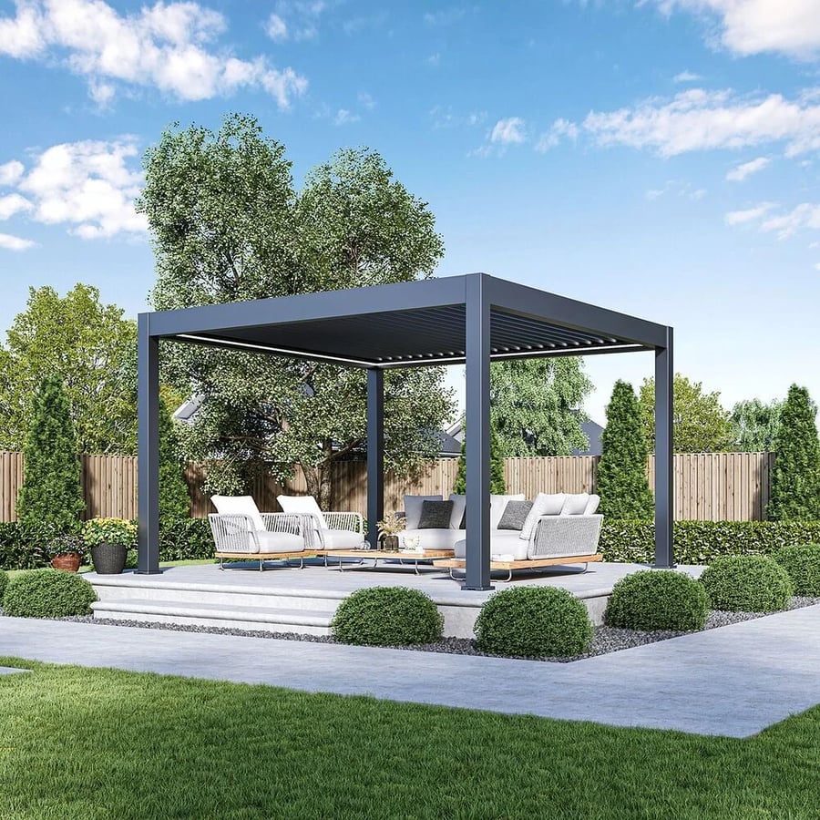 Pergola PRESTIGE Luxusní elektrická bioklimatická 4x4 m hliník volně stojící Rojaplast