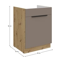 Dřezová skříňka, sandgrau/dub artisan, FRISBO 60 ZL 1S BB Kondela (foto 3)