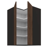 Horní rohová skříňka, ořech okapi/černá, MENZO 60x60 GN-90 2F Kondela (foto 2)