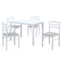 Jídelní set 1+4, bílá/béžovošedá, SOMIN Kondela
